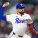 ARLINGTON, TEXAS - SEPTEMBER 17: Nathan Eovaldi #17 of the Texas Rangers pitches during the first inning against the Toronto Blue Jays at Globe Life Field on September 17, 2024 in Arlington, Texas. (Photo by Sam Hodde/Getty Images)