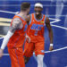 Dec 10, 2024; Oklahoma City, Oklahoma, USA; Oklahoma City Thunder guard Shai Gilgeous-Alexander (2) celebrates with center Isaiah Hartenstein (55) after he dunks against the Dallas Mavericks during the third quarter at Paycom Center. Mandatory Credit: Alonzo Adams-Imagn Images