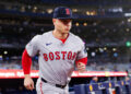 TORONTO, CANADA - SEPTEMBER 23: Tyler O'Neill #17 of the Boston Red Sox takes the field ahead of their MLB game against the Toronto Blue Jays at Rogers Centre on September 23, 2024 in Toronto, Ontario, Canada. (Photo by Cole Burston/Getty Images)