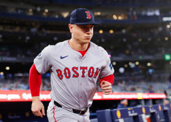 TORONTO, CANADA - SEPTEMBER 23: Tyler O'Neill #17 of the Boston Red Sox takes the field ahead of their MLB game against the Toronto Blue Jays at Rogers Centre on September 23, 2024 in Toronto, Ontario, Canada. (Photo by Cole Burston/Getty Images)