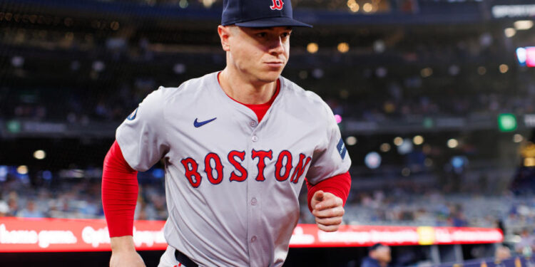 TORONTO, CANADA - SEPTEMBER 23: Tyler O'Neill #17 of the Boston Red Sox takes the field ahead of their MLB game against the Toronto Blue Jays at Rogers Centre on September 23, 2024 in Toronto, Ontario, Canada. (Photo by Cole Burston/Getty Images)