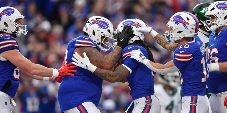 Bills players celebrate