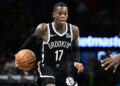 NEW YORK, NEW YORK - DECEMBER 08: Dennis Schroder #17 of the Brooklyn Nets handles the ball against the Milwaukee Bucks during the second half at Barclays Center on December 08, 2024 in New York City. NOTE TO USER: User expressly acknowledges and agrees that, by downloading and or using this Photograph, user is consenting to the terms and conditions of the Getty Images License Agreement.  (Photo by Steven Ryan/Getty Images)