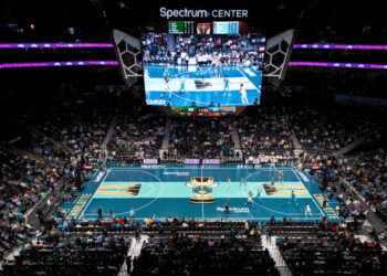 CHARLOTTE, NORTH CAROLINA - NOVEMBER 17: A general view during an NBA In-Season Tournament game between the Charlotte Hornets and the Milwaukee Bucks at Spectrum Center on November 17, 2023 in Charlotte, North Carolina. NOTE TO USER: User expressly acknowledges and agrees that, by downloading and or using this photograph, User is consenting to the terms and conditions of the Getty Images License Agreement. (Photo by Jacob Kupferman/Getty Images)