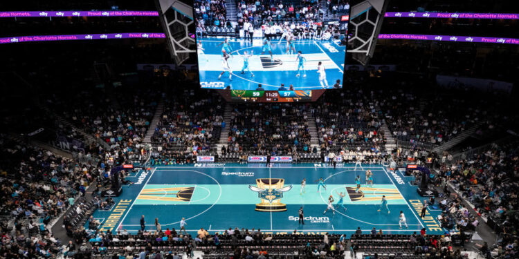 CHARLOTTE, NORTH CAROLINA - NOVEMBER 17: A general view during an NBA In-Season Tournament game between the Charlotte Hornets and the Milwaukee Bucks at Spectrum Center on November 17, 2023 in Charlotte, North Carolina. NOTE TO USER: User expressly acknowledges and agrees that, by downloading and or using this photograph, User is consenting to the terms and conditions of the Getty Images License Agreement. (Photo by Jacob Kupferman/Getty Images)