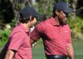 Tiger and Charlie Woods celebrate