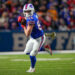 Nov 17, 2024; Orchard Park, New York, USA; Buffalo Bills tight end Dawson Knox (88) makes a catch against the Kansas City Chiefs during the second half at Highmark Stadium. Mandatory Credit: Gregory Fisher-Imagn Images