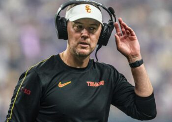 Las Vegas, Nevada, Sunday, September 1, 2024 - USC Trojans Head Coach Lincoln Riley.