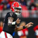 ATLANTA, GA  DECEMBER 22:  Atlanta quarterback Michael Penix Jr. (9) reacts during the NFL game between the New York Giants and the Atlanta Falcons on December 22nd, 2024 at Mercedes-Benz Stadium in Atlanta, GA.  (Photo by Rich von Biberstein/Icon Sportswire via Getty Images)