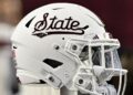 A Mississippi State helmet