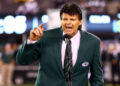 EAST RUTHERFORD, NJ - Former New York Jets All-Pro defensive lineman Mark Gastineau believes that Brett Favre took a dive when he allowed Michael Strahan's in 2002 to pass him for the NFL's single-season sack record. (Photo by Al Bello/Getty Images)