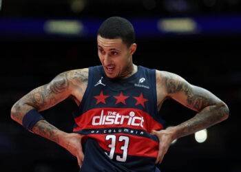 Kyle Kuzma during one of Washington's 14 losses in November. (Patrick Smith/Getty Images)