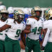 HONOLULU, HAWAII - DECEMBER 24: Ta'Ron Keith #9 of the South Florida Bulls celebrates with Nay'Quan Wright #5 after scoring a touchdown during the first half of the game against the San Jose Spartans at the Clarence T.C. Ching Athletics Complex on December 24, 2024 in Honolulu, Hawaii. (Photo by Darryl Oumi/Getty Image