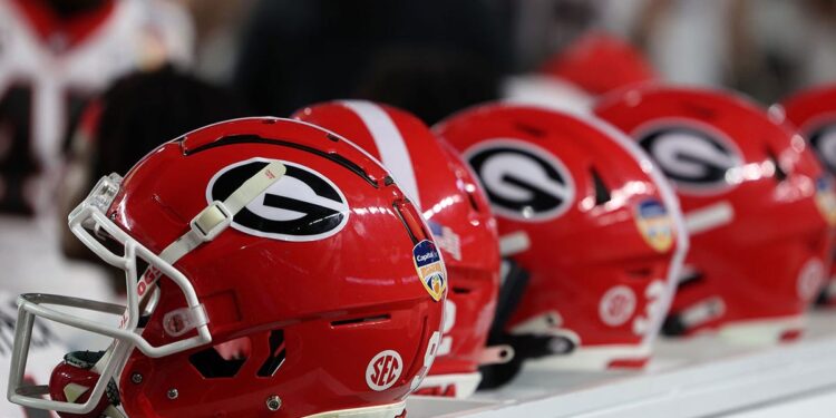 Georgia Bulldogs helmets