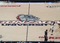 Gonzaga logo on court