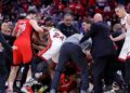 Heat and Rockets players brawl