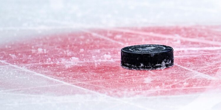 Hockey puck on the ice