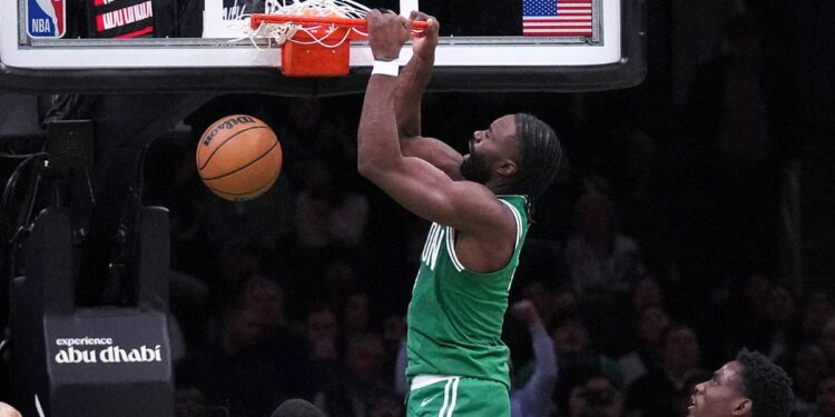 Jaylen Brown dunking