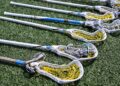 Lacrosse sticks on the field