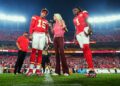 Patrick Mahomes and Xavier Worthy during interview