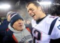 Tom Brady and Bill Belichick celebrate