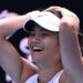 Emma Raducanu celebrates beating Amanda Anisimova at the Australian Open