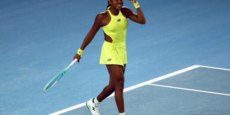 Coco Gauff celebrates beating Jodie Burrage