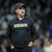 NEW ORLEANS, LOUISIANA - OCTOBER 17: Head coach Dennis Allen of the halftime reacts against the Denver Broncos during a game at Caesars Superdome on October 17, 2024 in New Orleans, Louisiana. (Photo by Jonathan Bachman/Getty Images)