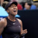 Naomi Osaka of Japan reacts after winning a point against Karolina Muchova of the Czech Republic during their second round match at the Australian Open tennis championship in Melbourne, Australia, Wednesday, Jan. 15, 2025. (AP Photo/Asanka Brendon Ratnayake)