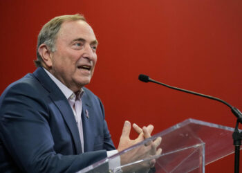 OTTAWA, Canada - NOVEMBER 19: NHL Commissioner Gary Bettman speaks during a media availability prior to a game between the Ottawa Senators and the Edmonton Oilers at Canadian Tire Centre on November 19, 2024 in Ottawa, Ontario, Canada. (Photo by Chris Tanouye/Freestyle Photography/Getty Images)