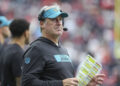 Sep 29, 2024; Houston, Texas, USA; Jacksonville Jaguars head coach Doug Pederson looks on during the fourth quarter against the Houston Texans at NRG Stadium. Mandatory Credit: Troy Taormina-Imagn Images