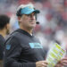 Sep 29, 2024; Houston, Texas, USA; Jacksonville Jaguars head coach Doug Pederson looks on during the fourth quarter against the Houston Texans at NRG Stadium. Mandatory Credit: Troy Taormina-Imagn Images