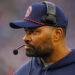 Dec 28, 2024; Foxborough, Massachusetts, USA; New England Patriots head coach Jerod Mayo watches from the sideline as they take on the Los Angeles Chargers at Gillette Stadium. Mandatory Credit: David Butler II-Imagn Images