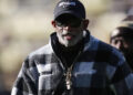 Nov 16, 2024; Boulder, Colorado, USA; Colorado Buffaloes head coach Deion Sanders looks on before the game against the Utah Utes at Folsom Field. Mandatory Credit: Ron Chenoy-Imagn Images