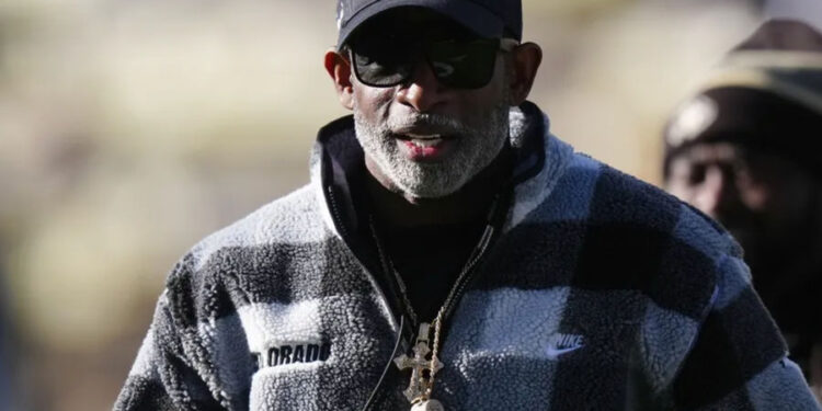 Nov 16, 2024; Boulder, Colorado, USA; Colorado Buffaloes head coach Deion Sanders looks on before the game against the Utah Utes at Folsom Field. Mandatory Credit: Ron Chenoy-Imagn Images