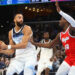 Jan 20, 2025; Memphis, Tennessee, USA; Minnesota Timberwolves center Rudy Gobert (27) drives to the basket as Memphis Grizzlies forward Jaren Jackson Jr. (13) defends during the second half at FedExForum. Mandatory Credit: Petre Thomas-Imagn Images