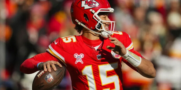 Kansas City Chiefs quarterback Patrick Mahomes (15) throws a pass during the first half against the Houston Texans at GEHA Field at Arrowhead Stadium. Mandatory Credit: Jay Biggerstaff-Imagn Images