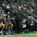 Dec 15, 2024; Eugene, Oregon, USA; Stephen F. Austin Lumberjacks head coach Kyle Keller watches his team during the first half against the Oregon Ducks at Matthew Knight Arena. Mandatory Credit: Craig Strobeck-Imagn Images