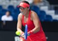 Jessica Pegula hits a return during the women's singles first round match between Jessica Pegula of the United States and Maya Joint of Australia at Australian Open tennis tournament in Melbourne, Australia, Jan. 13, 2025. (Photo by Hu Jingchen/Xinhua via Getty Images)