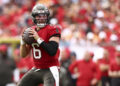 Baker Mayfield of the Tampa Bay Buccaneers has 39 touchdown passes going into the final game of the season. (Photo by Kevin Sabitus/Getty Images)