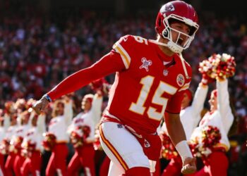 <span>Patrick Mahomes returns to action for the Chiefs after his team’s bye last week.</span><span>Photograph: Perry Knotts/Getty Images</span>