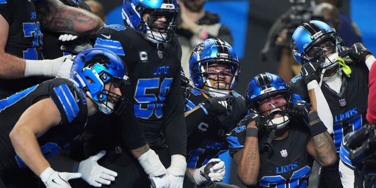 Lions players celebrate