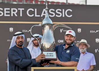 It was a good haul for Tyrrell Hatton in Dubai. (Waleed Zein/Anadolu via Getty Images)