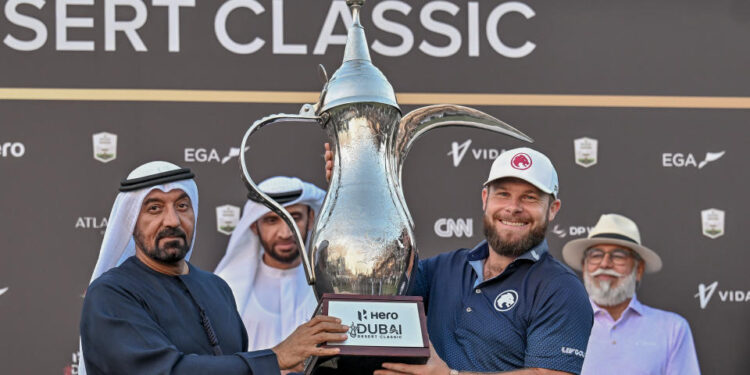 It was a good haul for Tyrrell Hatton in Dubai. (Waleed Zein/Anadolu via Getty Images)