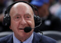 Dick Vitale's last broadcast was the 2023 men's national title game between San Diego State and UConn. (Photo by Andy Lyons/Getty Images)