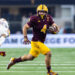 ARLINGTON, TX - DECEMBER 07: Arizona State Sun Devils running back Cam Skattebo (#4) runs up field during the Big 12 championship football game between the Arizona State Sun Devils and the Iowa State Cyclones on December 7, 2024 at AT&T Stadium in Arlington, TX.  (Photo by Matthew Visinsky/Icon Sportswire via Getty Images)