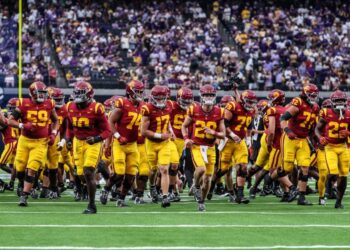 Las Vegas, Nevada, Sunday, September 1, 2024 - The USC Trojans and the LSU Tigers.