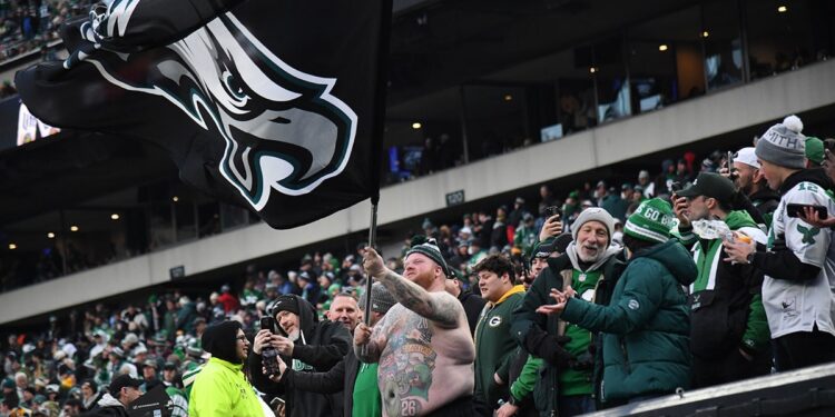 Eagles fan waves the flag