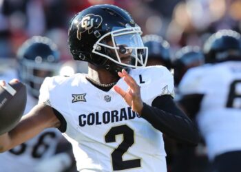 Colorado Buffalos quarterback Shedeur Sanders (2) passes against the Texas Tech Red Raiders in the first half at Jones AT&T Stadium and Cody Campbell Field.