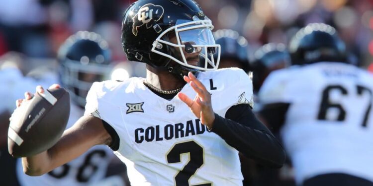 Colorado Buffalos quarterback Shedeur Sanders (2) passes against the Texas Tech Red Raiders in the first half at Jones AT&T Stadium and Cody Campbell Field.